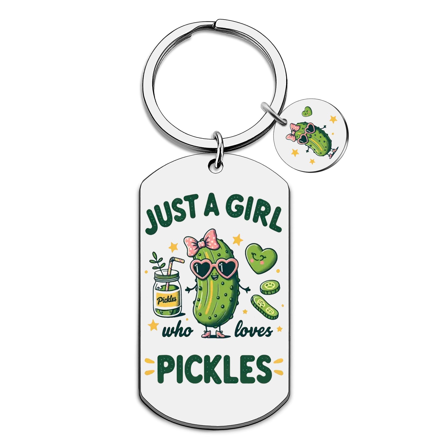 Pickle Gifts for Pickle Lovers Funny Birthday Gifts for Women Just A Girl Who Loves Pickles Keychains Cute Birthday Christmas Thanksgiving Halloween Gag Gift for Woman Accessory