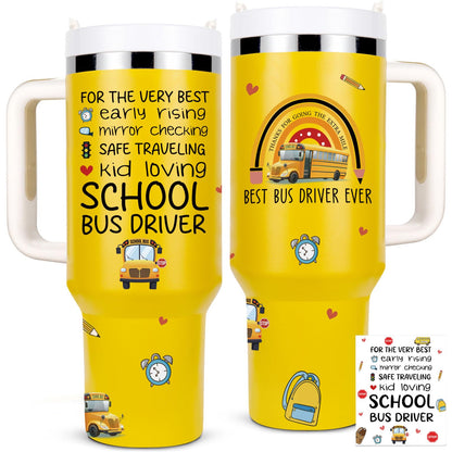 Lifecapido Bus Driver Appreciation Gifts, Best Bus Driver Ever 40oz Tumbler with Greeting Card, Bus Driver Gifts Thank You Gifts Birthday Gifts Christmas Gifts for Bus Driver School Bus Driver, Yellow