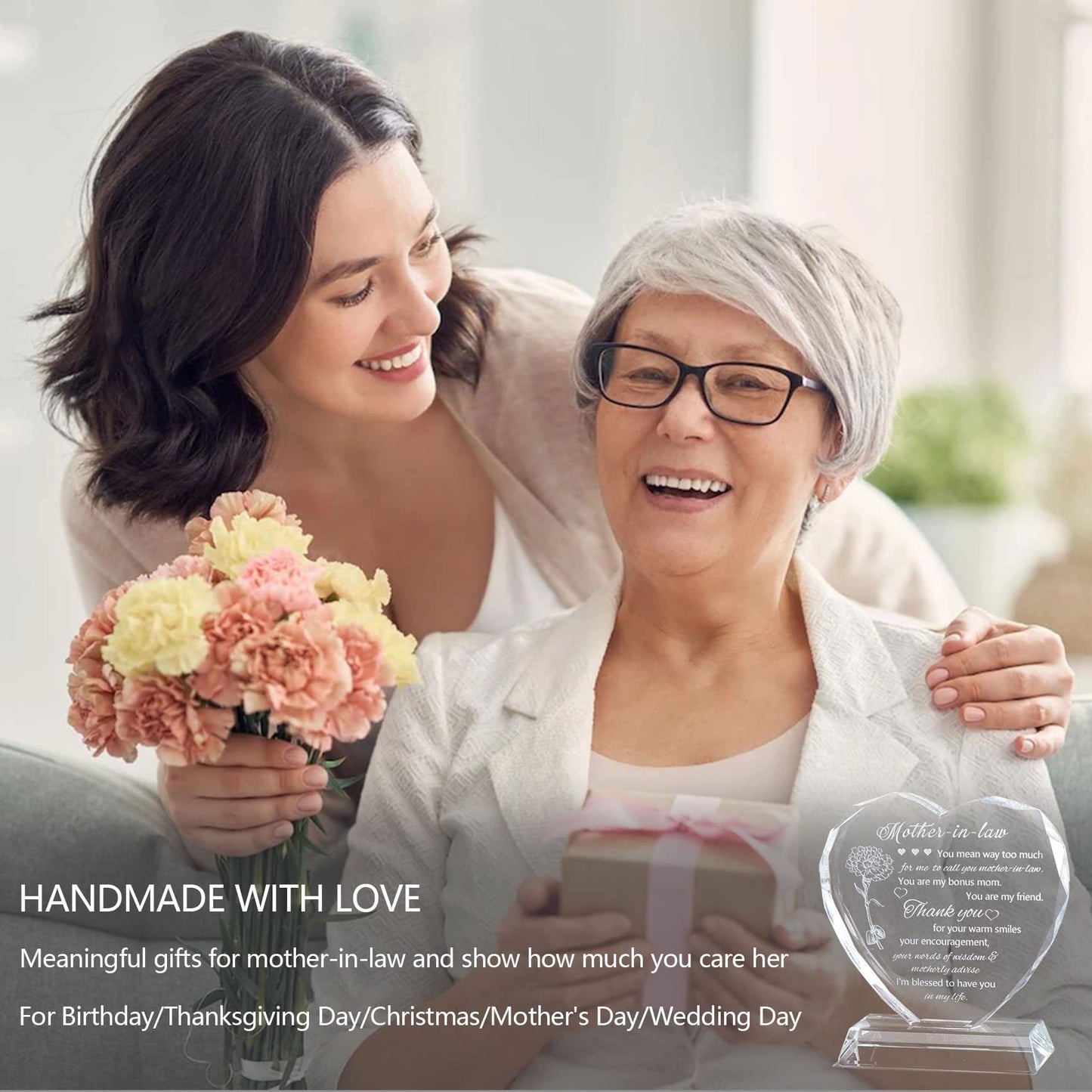 Movdyka Heart-Shaped Keepsake Gifts for Mother in Law - Unique Birthday & Mothers Day