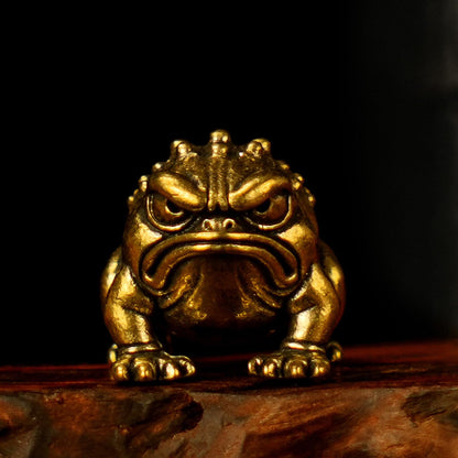 CHOVY Solid Brass Angry Frog Figurine, 100% Solid Brass Retro Statue with Vivid Eyes, Handcrafted Oddities and Curiosities Collectible for Desk, Office & Home Decor, Unique Gift for Frog Lovers