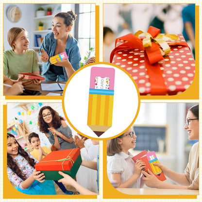 Hillban 24 Pcs Pencil Gift Card Holder End of Year Teacher Gift Coffee Money Sleeves Teacher Thank You Greeting Cards Bulk Graduation Party Back to School Cash Holder for First Day of School