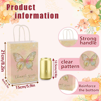 piqiya 24pcs Butterfly Birthday Goodie Bags,Party Favor Gift Bags,Colorful Gift Bag for Baby Shower, Wedding