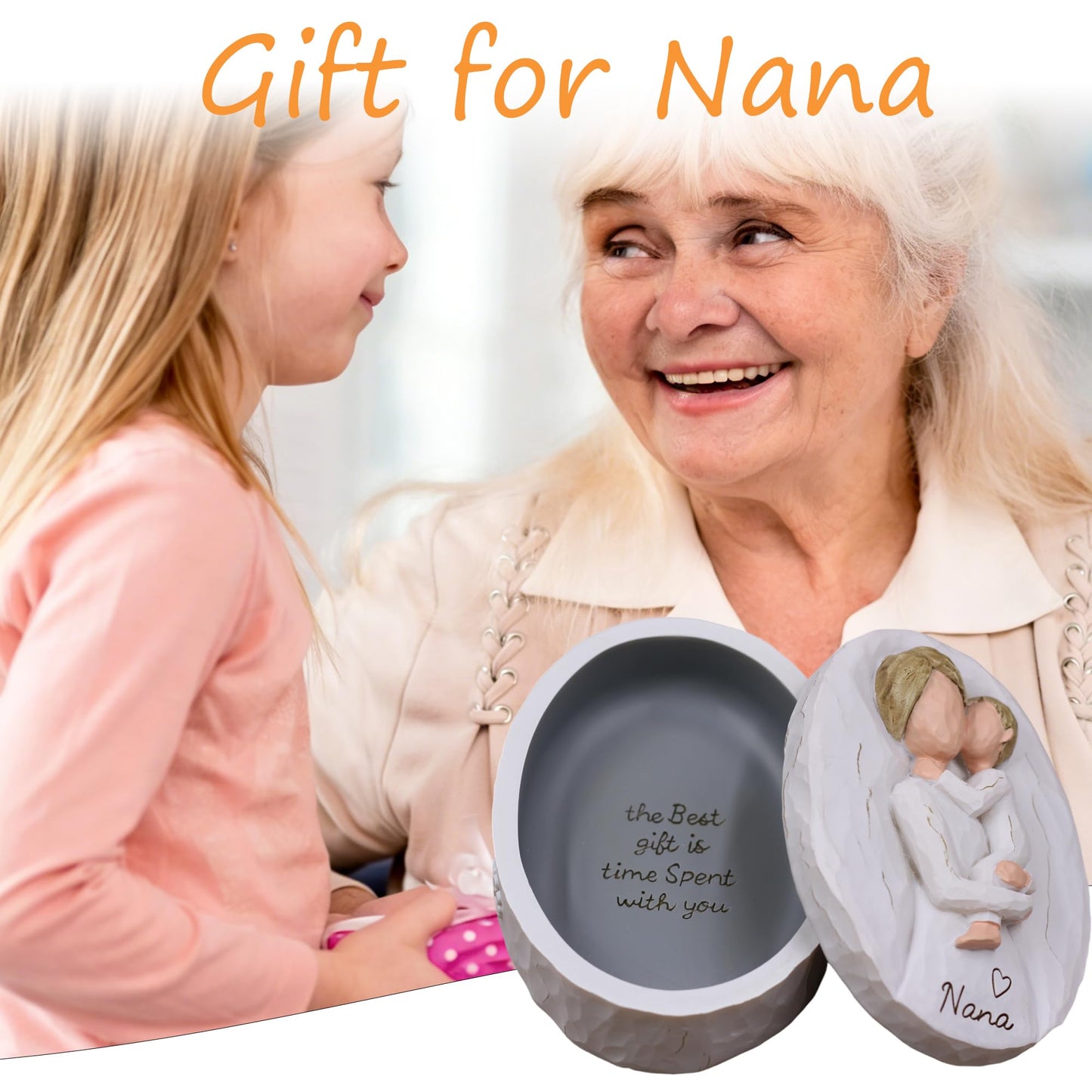 Nana Gifts for Grandma, Gifts for Nana for Birthday, Mother’s Day and Christmas, Sculpted Hand-Painted Keepsake Box