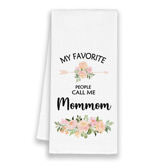 My Favorite People Call Me Mommom Kitchen Towels, Christmas Mommom Grandma Gifts Hand Towels for Mom Mother's Day,Floral Rustic Cottagecore Decorative Tea Dish Towel Decor for Kitchen 16x24in