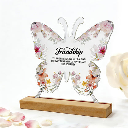 Friendship Butterfly Gifts,Acrylic Plaque Gifts for Women Sister Bestie, 5.8" Purple Desk Decor, Thanksgiving Cheer Up Keepsake Female Friendship Present (Butterfly For Friend)