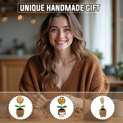 Inspirational Gifts for Men and Women - Hand Made Sunflower Crochet on The Front - Christmas, Birthday and Thank-You Gifts for Colleagues, Sisters, Friends, Teachers and Family (Sunflower-1)