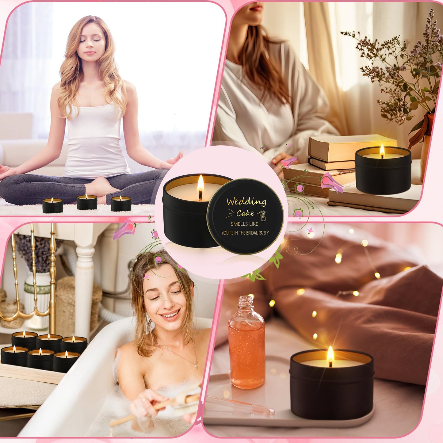 Conelist 8 Pcs Bridesmaid Proposal Gifts Smells Like You're in the Bridal Party Candles Bridesmaid Gifts Natural Soy Wax Candles for Best Friends(Black,Retro)