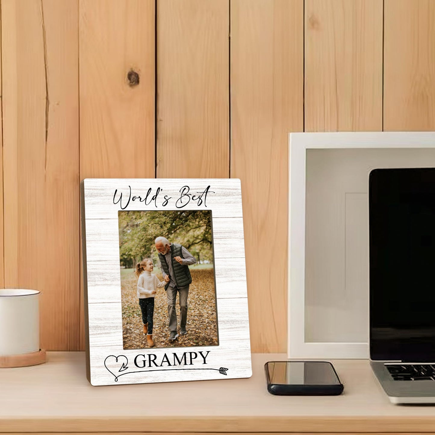 Fathers Day Grampy Picture Frames - Grandpa Photo Frame, GrampyGrandpa Gifts for Father's Day Birthday from Grandkids Grandchildren, World's Best Grampy Picture Photo Frames for Home Bedroom Decor, 5x7
