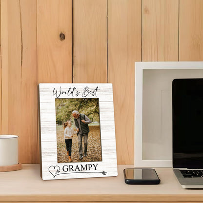 Fathers Day Grampy Picture Frames - Grandpa Photo Frame, GrampyGrandpa Gifts for Father's Day Birthday from Grandkids Grandchildren, World's Best Grampy Picture Photo Frames for Home Bedroom Decor, 5x7