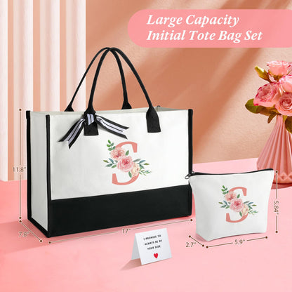 Birthday Gifts for Women Mothers Day Gifts for Mom Wife Grandma Daughter Sister Friends Bridesmaid Teacher Appreciation Tote Bag and Makeup Bag