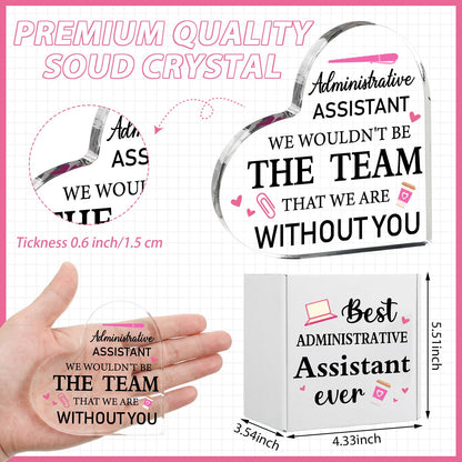 FoldTier 5 Pcs Administrative Assistant Gifts Set 12oz Tumbler Socks Keychain Heart Acrylic Sign Box Admin Professional Day Secretary Thank You Gift for Women Lady Coworkers Office