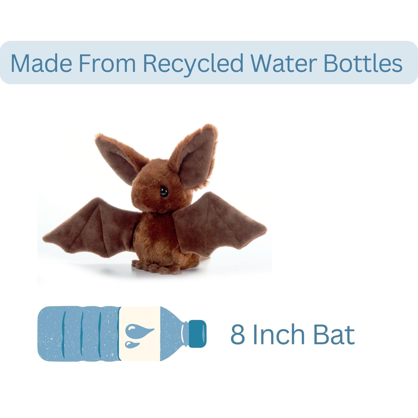 The Petting Zoo Bat Stuffed Animal Plushie, Gifts for Kids, Scoopz Wildlife Animals, Brown Bat Plush Toy 8 Inches