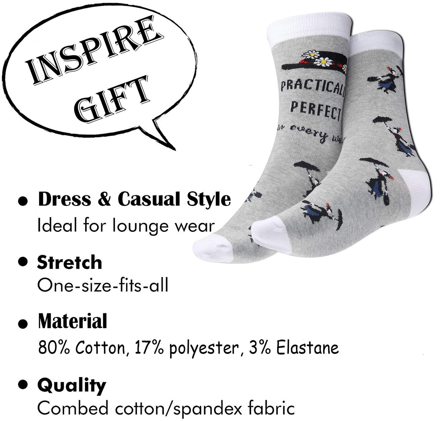 TSOTMO 2 Pairs Inspire Gift Practically Musical Socks For Lovers of Stage Play Novelty Crew Socks