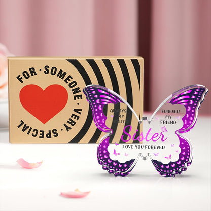 Sister Birthday Gifts, Birthday Gift for Sister from Sisters Brother, Valentines Mothers Day Birthday Christmas - Butterfly 5x3.8 IN Acrylic Decorative Plaques