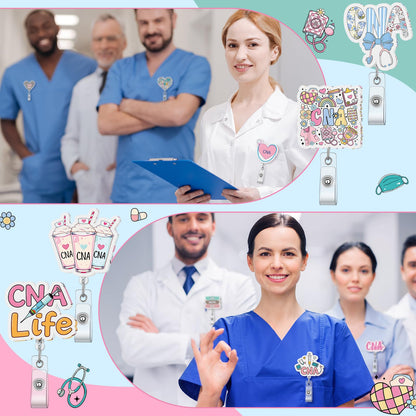 Geyoga 30 Pcs CNA Week Gifts National Nursing Assistants Week Badge Holder Bulk Retractable Badge Reels for Nursing Assistants CNA Student Coworker Women Men Birthday Graduation Appreciation Gift