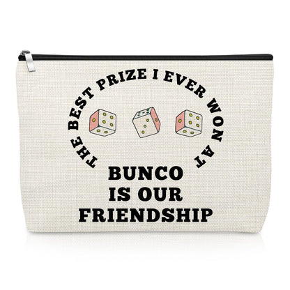 Funny Bunco Makeup Bag for Bunco Game Night Lovers Gambling Lover Gifts Cosmetic Bag Dice Game Gifts for Sister Best Friend Player Christmas Birthday Present Zipper Pouch for Graduation