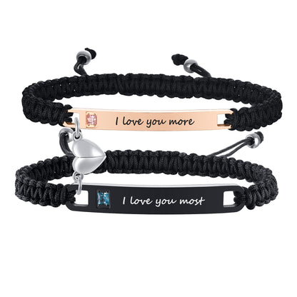 MEALGUET Personalized Couple Bracelet Customized Couple Bracelets Set Mutual Attraction Custom Name Relationship Bracelet Personalized Gift for Men Women