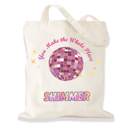 Canvas Tote Bag for Women, Cute Tote Bag, Music Lovers Singer's Merch Present, You Make The Whole Place Shi.m.mer, Aesthetic Large Capacity Foldable Storage Bags, Reusable Casual Grocery Bag