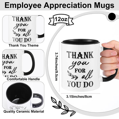 Baderke 6 Sets Employee Appreciation Gifts Bulk Include 12 oz Appreciation Mugs Inspirational Spiral Notebooks and Pens Thank You Staff Gifts for Employee Coworkers Volunteer Team Favors (Black)