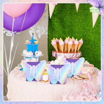 Sweetude 12 Pcs Holographic Butterfly Party Favor Bags Iridescent Purple Butterfly Goodie Bags for Spring Birthday Gift Treat Candy Baby Shower Party Bridal Showers Supplies