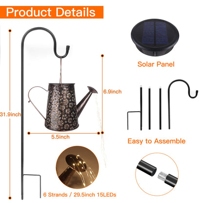 Solar Watering Can with Lights,Solar Outdoor Garden Decor Waterproof Large Hanging Lantern Landscape Lights Outside Decorations for Yard Clearance Porch Patio Pathway Gardening Gift