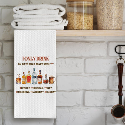 Funny Alcohol Kitchen Towels, Gifts for Alcohol Lovers Dish Tea Towels for Kitchen Decor, Cocktail Beer Drinkers Gifts Decorative Hand Towel for Bar Cart, 16x24 Inch