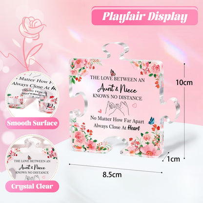 Gifts for Aunt: Aunt Birthday Gifts from Niece Nephew, Christmas Gifts for Her Women, Acrylic Puzzle Plaque 3.9 x 3.3Inch Decorative Sign