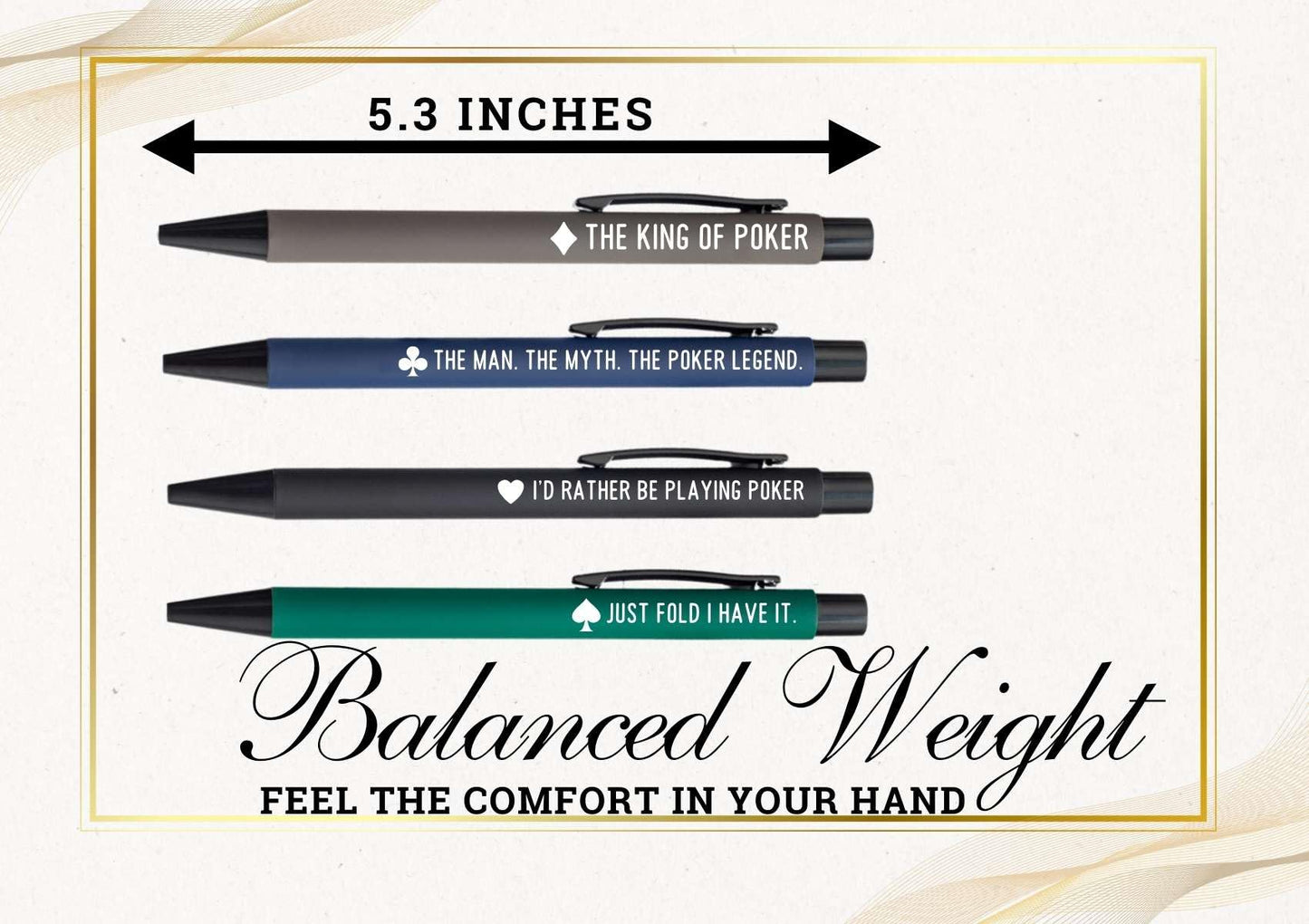 InnoBeta Poker Gifts for Men, Poker Player Gifts, The King of Poker, Ballpoint Pen Set of 4, Perfect for Birthday & Christmas