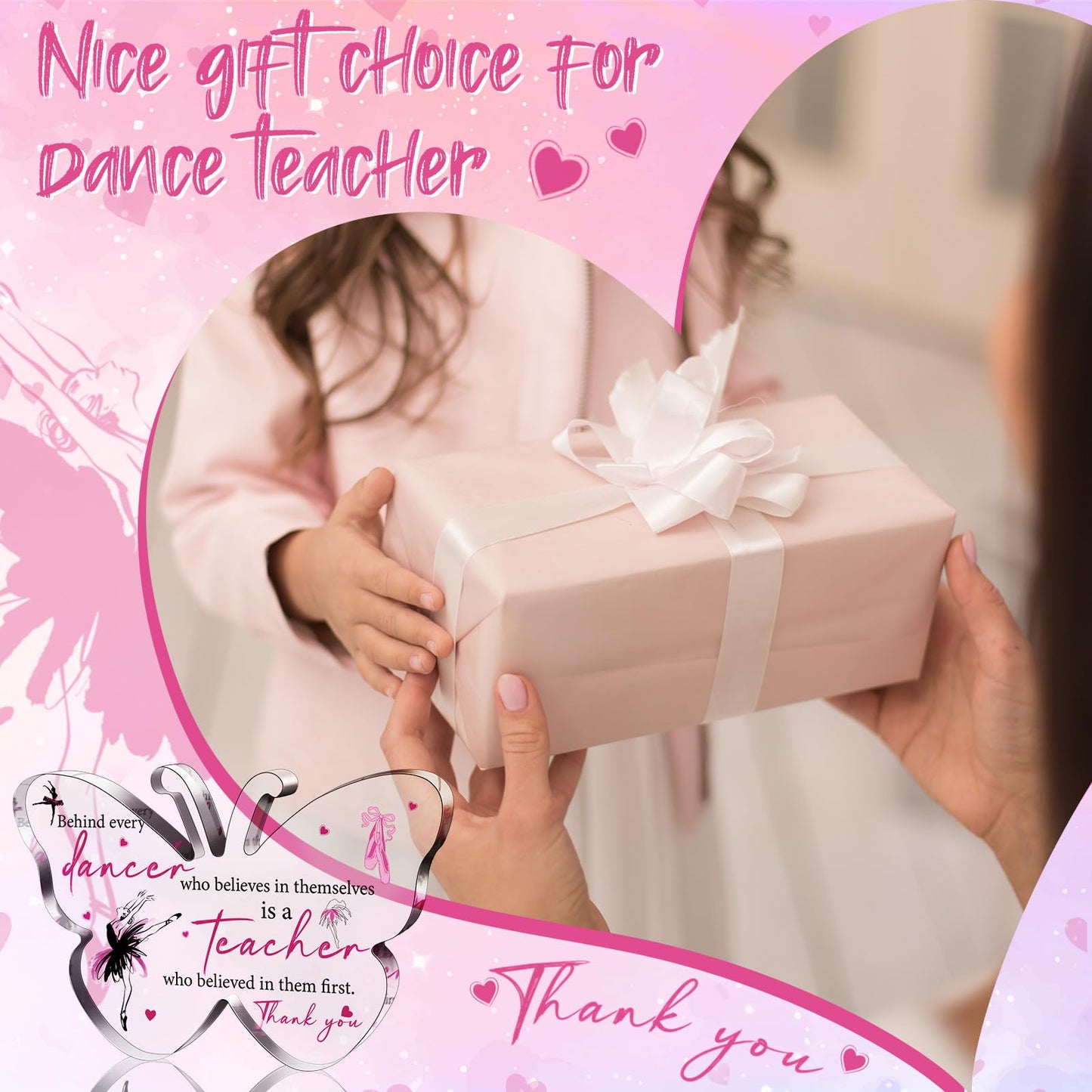 Dancer Teacher Appreciation Gifts for Women Acrylic Graduation Thank You Teacher Gift from Student End of Year Present for Office Desk Decor Paperweight Keepsake