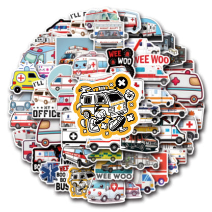 55 PCS Ambulance Stickers,Funny EMS Stickers,Paramedic MedicalStickers,Ambulance Decorations,Vinyl Decals for Water Bottle Laptop Scrapbooking Luggage Phone (White)