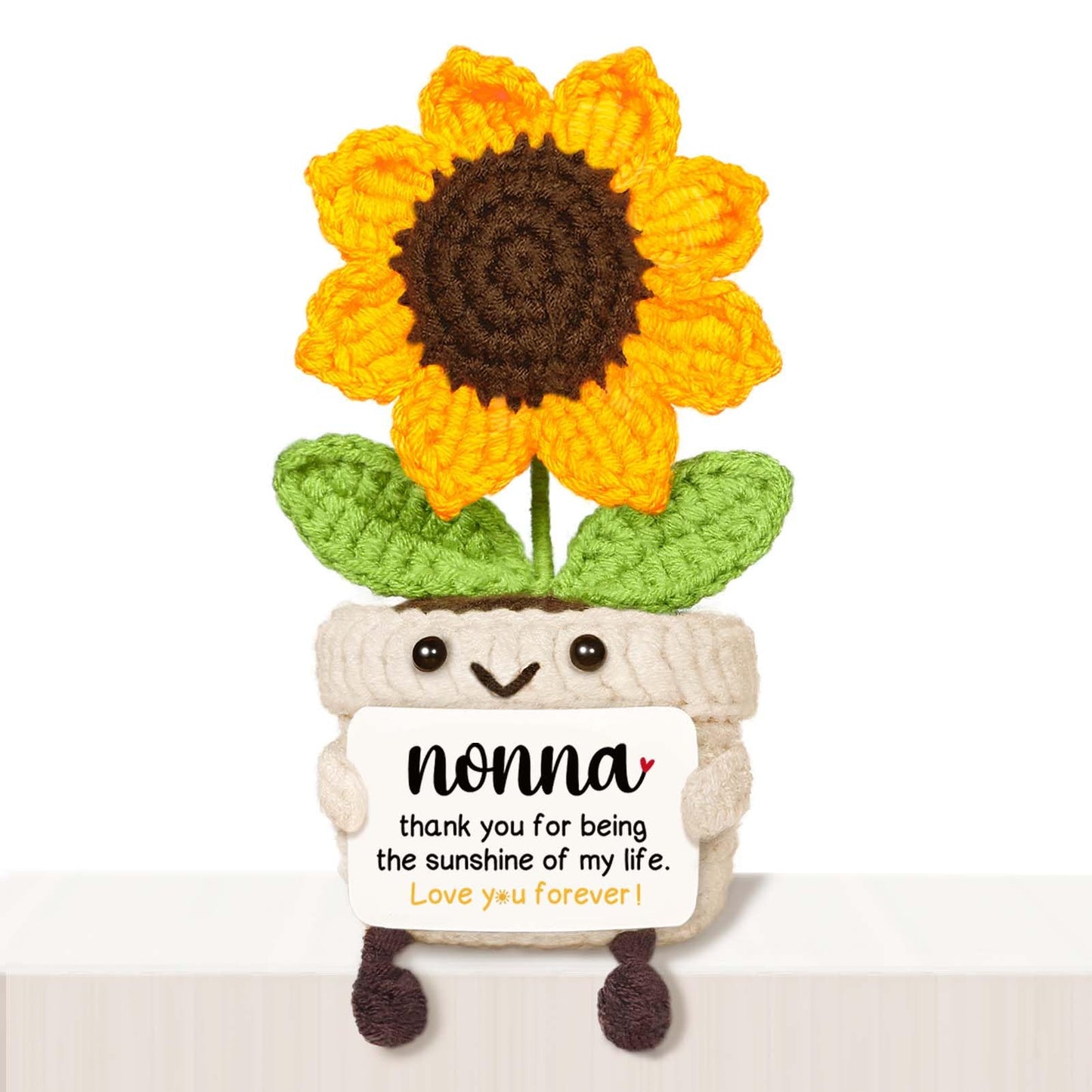 AceThrills Nonna Gifts, Nonna Birthday Gifts - Handmade Crochet Funny Cute Sunflower, Gifts for Nonna from Grandchildren, Present for Nonna on Birthday Christmas Mother's Day