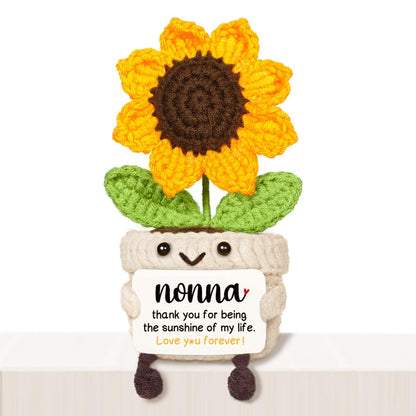 AceThrills Nonna Gifts, Nonna Birthday Gifts - Handmade Crochet Funny Cute Sunflower, Gifts for Nonna from Grandchildren, Present for Nonna on Birthday Christmas Mother's Day