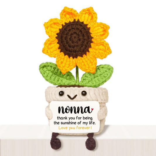 AceThrills Nonna Gifts, Nonna Birthday Gifts - Handmade Crochet Funny Cute Sunflower, Gifts for Nonna from Grandchildren, Present for Nonna on Birthday Christmas Mother's Day