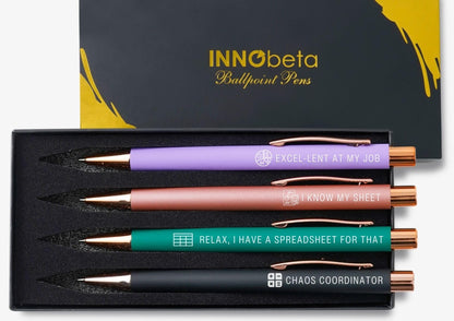 InnoBeta Funny Accountant Coworker Gifts Pen Set - Chaos Coordinator - Spreadsheet Desk Accessories for Admin 4 Pcs