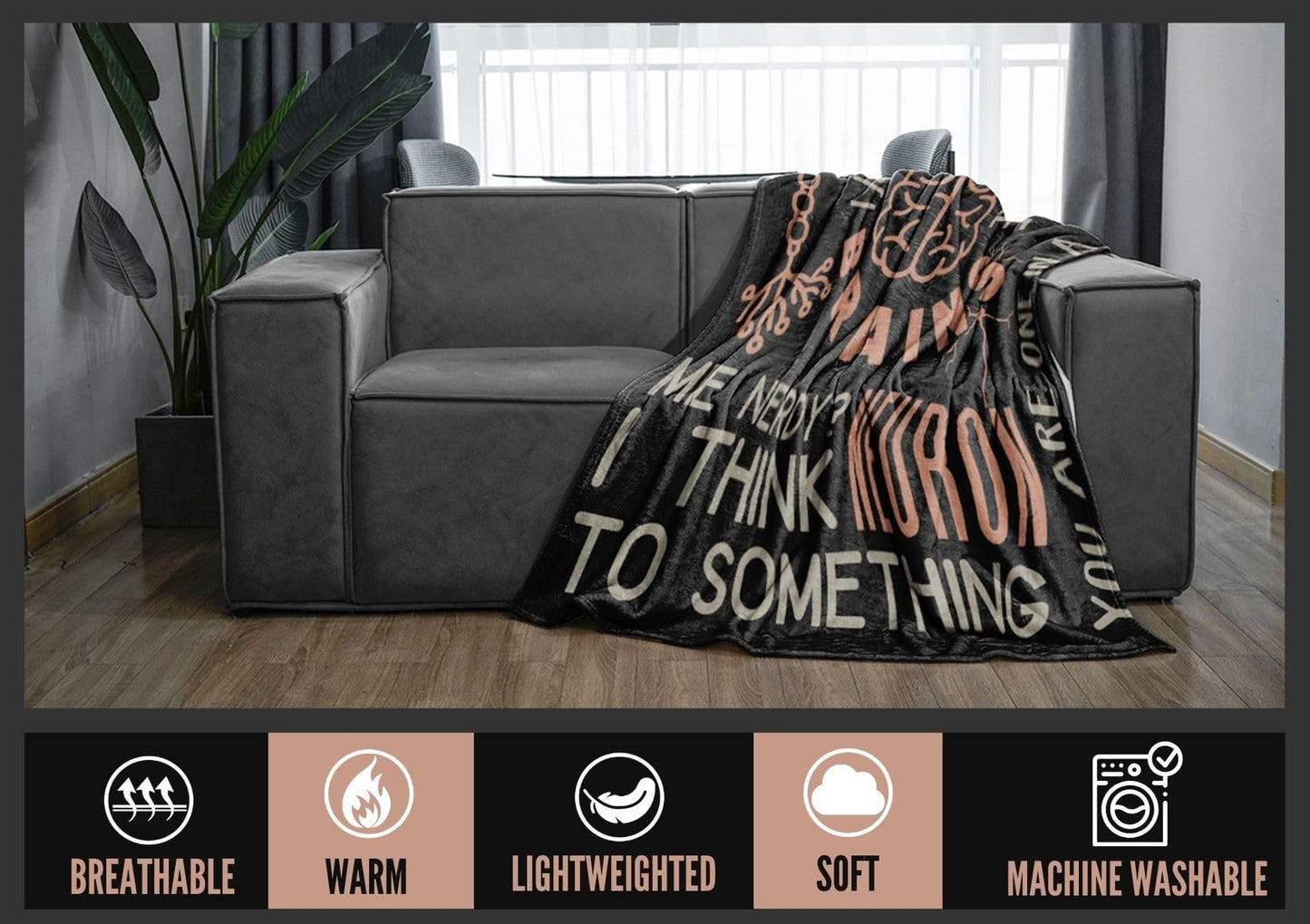 Huglanket Neuroscience Gifts Blanket, Neurons Flannel Throw Blanket for Neuroscientists, Neurologists, Pharmacists, Brain Science Funny Unique Birthday 50"*65"