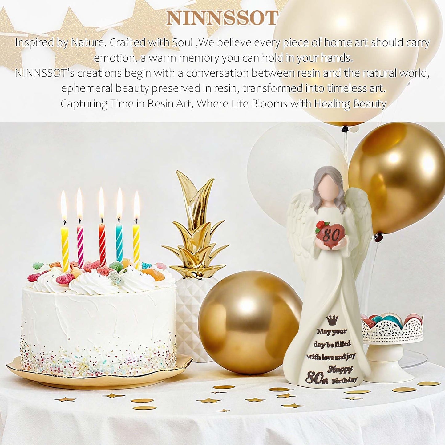 80th Birthday Gifts for Women, Happy 80th Birthday Decorations for Women, Best Gifts for 80 Year Old Woman Moms Grandmother Friends, Elegant Angel Figurine for Home Party Decor