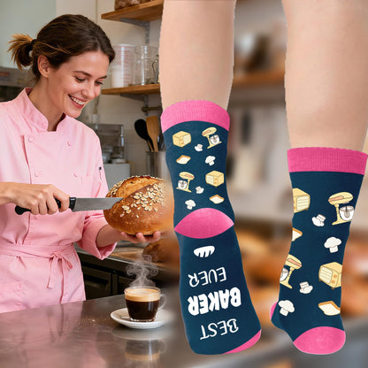 Gifts for Bakers Women, Bread Baker Gifts Socks, Unique Baking Themed Gift for Bread Bakers Baking Lovers Friend Mom Daughter, Funny Best Birthday Christmas Stuffers Socks Baker Gift Ideas