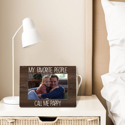 My Favorite People Call Me Pappy Picture Frame, Pappy Grandpa Gifts for Father's Day, Best Grandpa Gifts Photo Frame 4X6, Grandfather Wooden Photo Picture Frames for Desk Tabletop Decor
