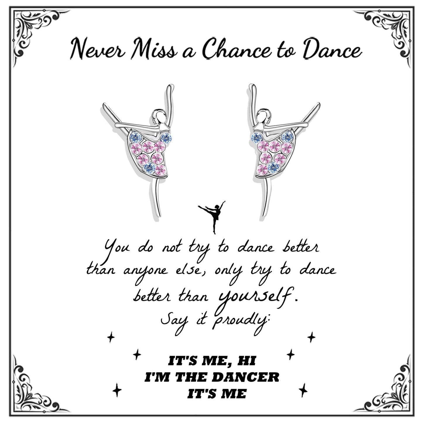 Sereney Sterling Silver Earrings for Girls, Dance Recital Gifts for Girls Jewelry as Dance Earring Dancer Accessories, Rainbow Gymnastics Earrings as Gymnastics Gifts for Girls