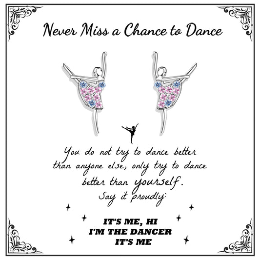Sereney Sterling Silver Earrings for Girls, Dance Recital Gifts for Girls Jewelry as Dance Earring Dancer Accessories, Rainbow Gymnastics Earrings as Gymnastics Gifts for Girls