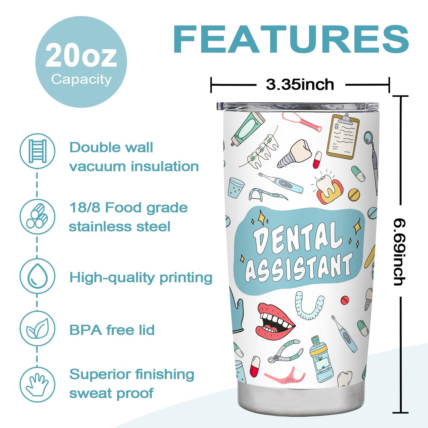 Dental Assistant Appreciation Gifts for Women,Dental Assistant Week Gifts,Travel Coffee Tumbler Mug Cup 20oz