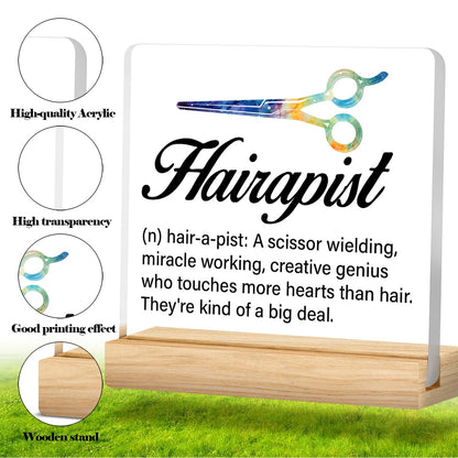 Best Hair Stylist Gift - Hairapist Definition Acrylic Desk Sign Decor for Women Men