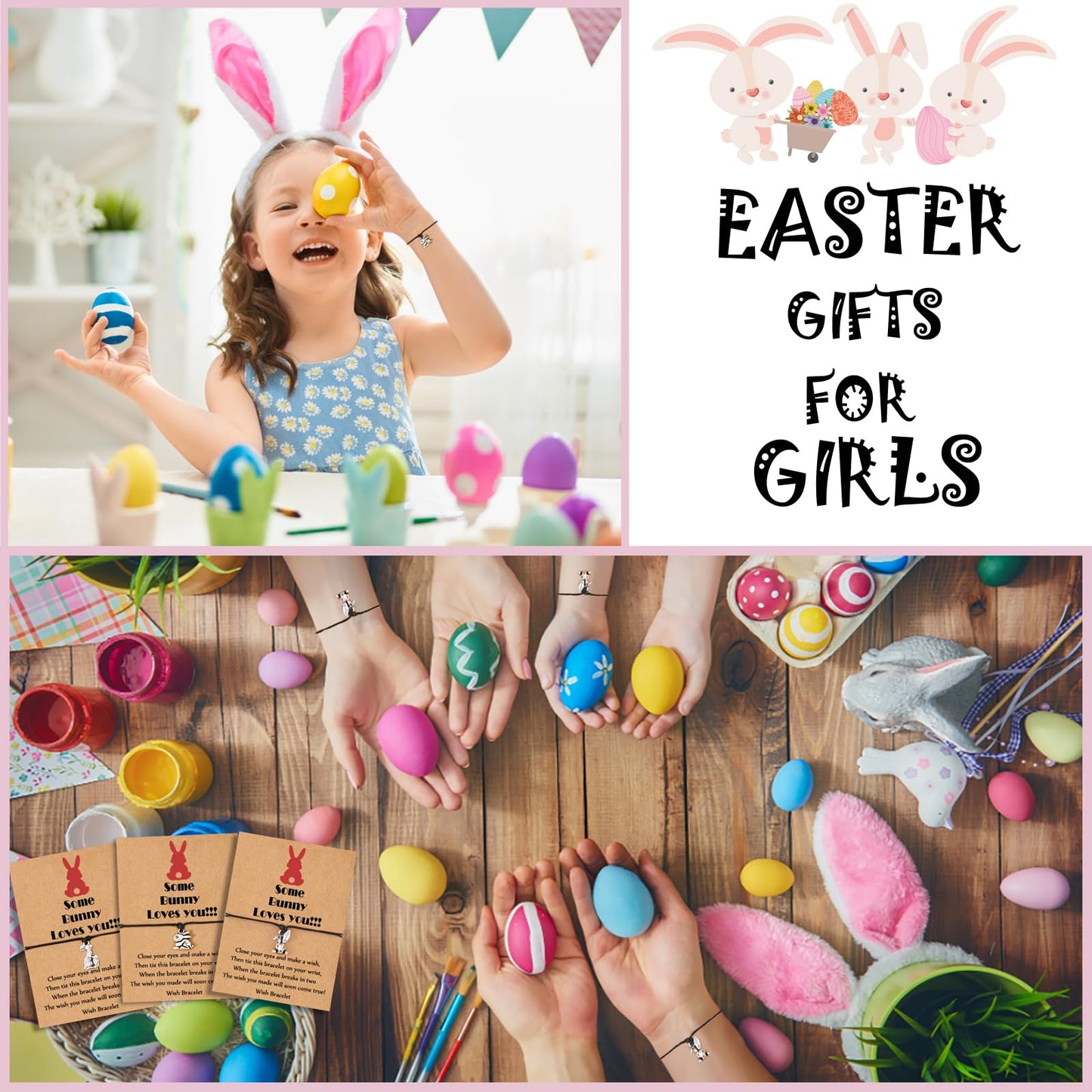 Easter Gifts for Girls, Easter Basket Stuffers Adjustable Bunny Gifts for Teens Adults Women (Style-A (2pcs))