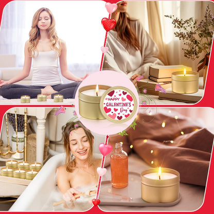 Lounsweer 6 Pcs Happy Galentine's Day Theme Candles Gift for Women Best Friend Valentines Day Burning Aromatherapy Candles Romantic Gifts for Girlfriend Wife Friendship Sisters Party Favors