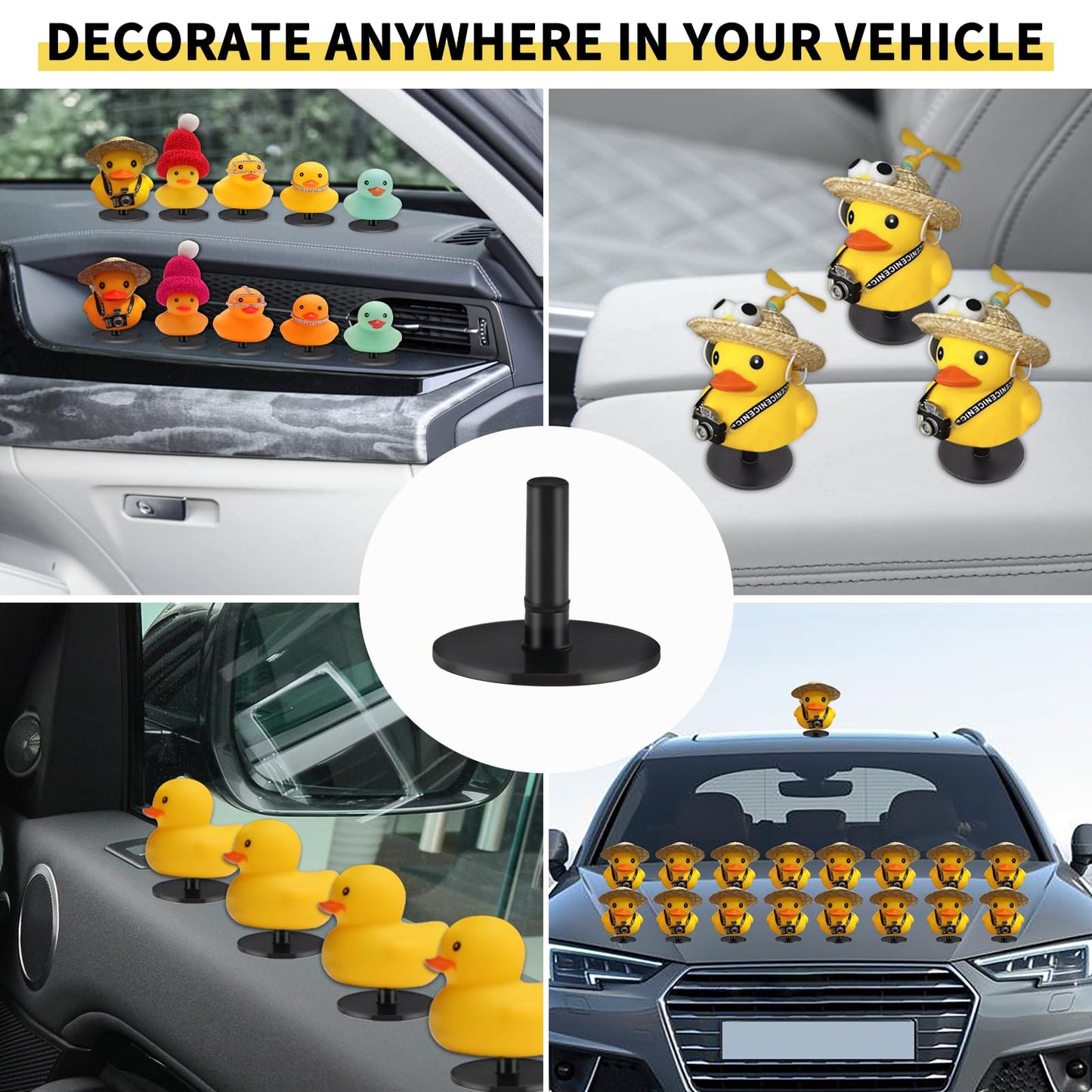 40pcs Duck Plug, Flock Locker Rubber Duck Holder Dashboard for Jeep Dash & Fixed Display, Gift for Jeep Lover, Double-Sided Stickers Included (40pcs)