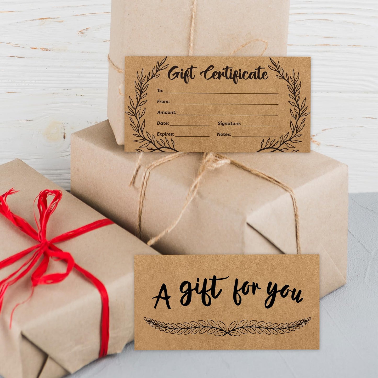 48 Pcs Blank Gift Certificates Kraft Certificate Cards with 48 Pcs Envelopes for Business Salon Restaurants Spa Christmas Birthday, 3.5 x 7