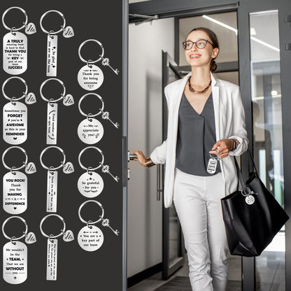 Kathfly 12 Pcs Employee Appreciation Gifts for Coworker Thank You Keychain Bulk for Teacher Nurse Staff Volunteer