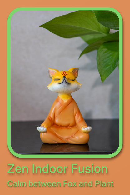 Zen Fox Figurine, Meditating Fox Buddha Statue for Home Decor, Living Room, Yoga & Meditation Accent, Shelf, Table, Desk Decor, Outdoor Garden Decor, Gifts for Women