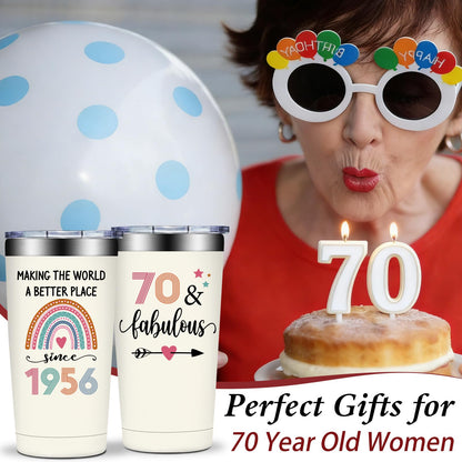 70th Birthday Gifts for Women - 1956 70th Birthday Decorations for Her - Turning 70 Year Old Gifts for Women - 70 Fabulous Tumbler 20 oz