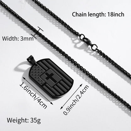 Zocomi To My Son Dad Brother Husband Grandson Grandpa Boyfriend Man Dog Tag Cross Necklace Christian American Flag Birthday Graduation Gifts Jewelry for Men Boys